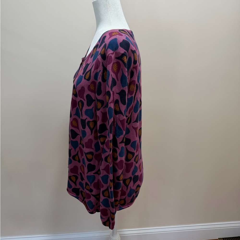 Gudrun Sjoden Purple Plum Organic Cotton Long Sleeve Cardigan Sweater Top Sz. L - Picture 3 of 8